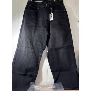 HME Men Black Straight Leg Jeans Stitched Pockets 3XL New DD2